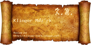 Klinger Márk névjegykártya